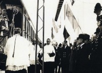 4a) Agordo - Inaugurazione della nuova ferrovia Bribano-Agordo anno 1925..jpg