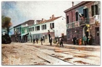 39) MAGNAVACCA PORTO GARIBALDI anni '30-Il treno arrivava sul porto, il primo edificio sulla destra era l'albergo Garibaldi, sito esattamente dove oggi c'è il bar Sampei e la pescheria Ro.jpg