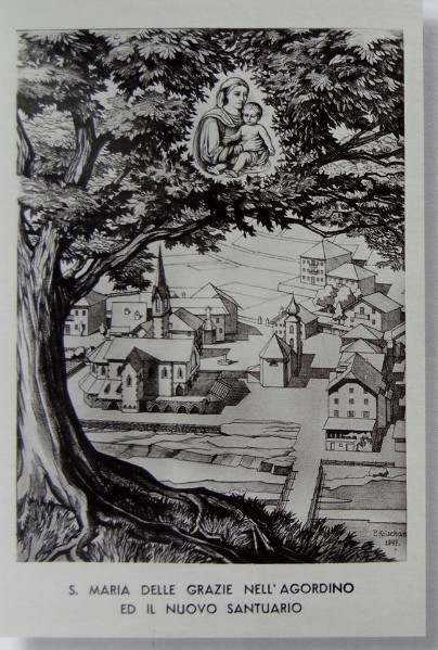 136) S. Maria delle Grazie nell'agordino ed il nuovo santuario. 1950. Dopo la 2° Guerra Mondiale, un gruppo di religiosi dell' Ordine dei Frati Minori, da avvio al progetto del Santuario..jpg