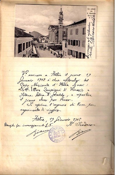 20) uno scatto di santa giustina di 100 anni fa con timbri e descrizione dell'epoca.jpg