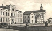 39) SANTA GIUSTINA BELLUNESE - BELLUNO - 1949 - PIAZZA MAGGIORE..jpg