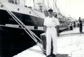 15a-Luciano Cassol (io), nave scuola Giorgio Cini crociera di fine corso, Milazzo Luglio 1966 porto di Barletta.jpg