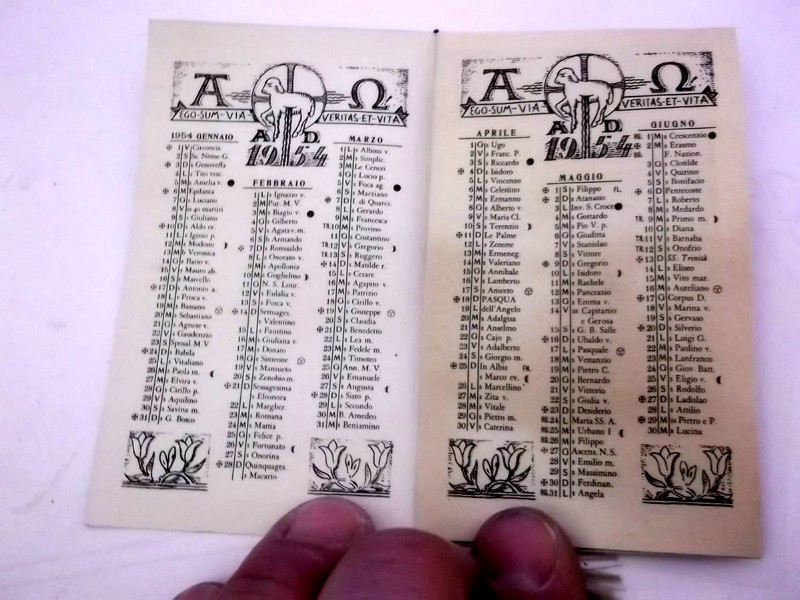 65 Calendario della Pia Opera di Don Primo dell'anno 1954. da Gennaio a Giugno..jpg